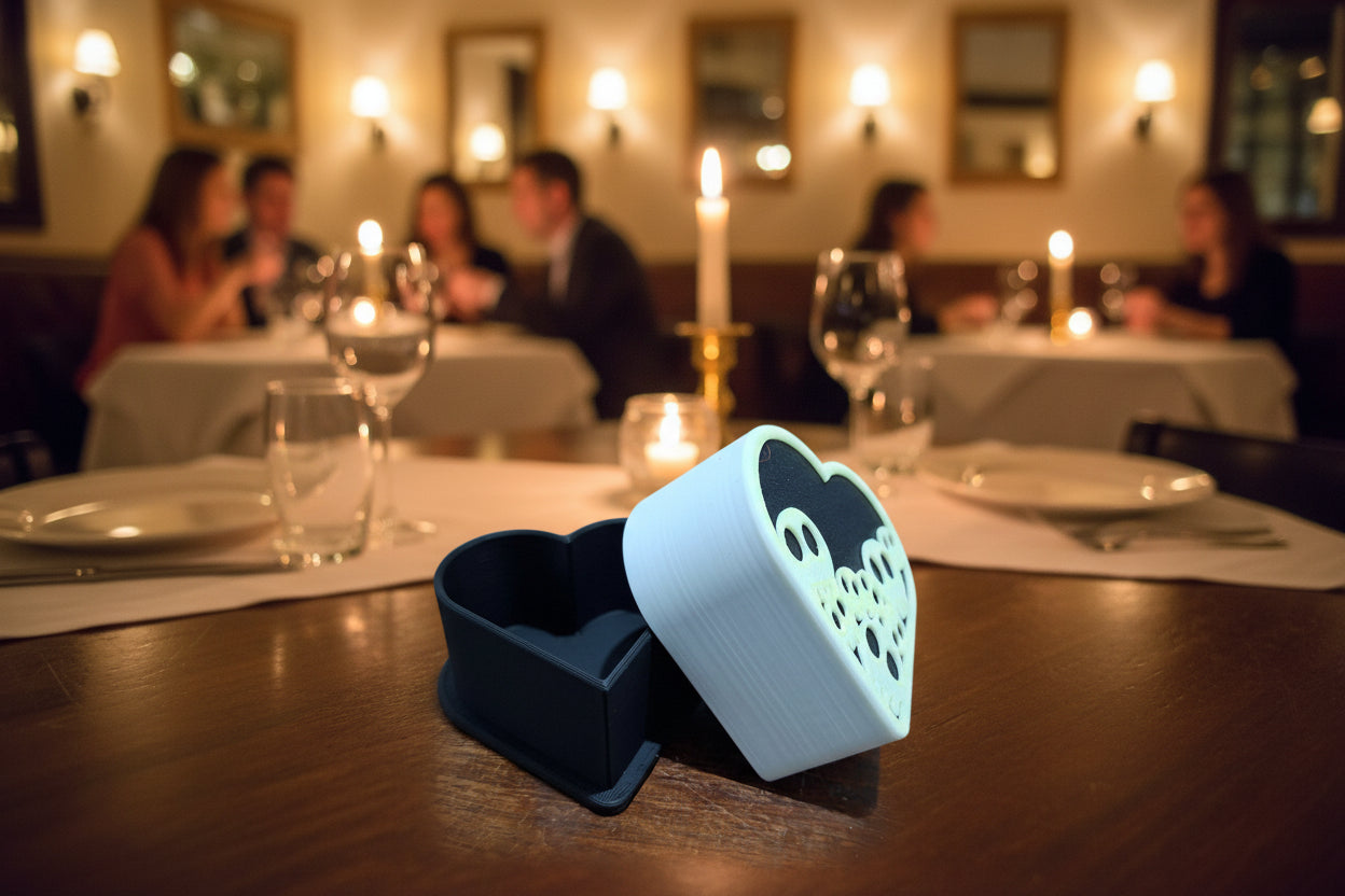 קופסא בצורת לב עם גולגלות