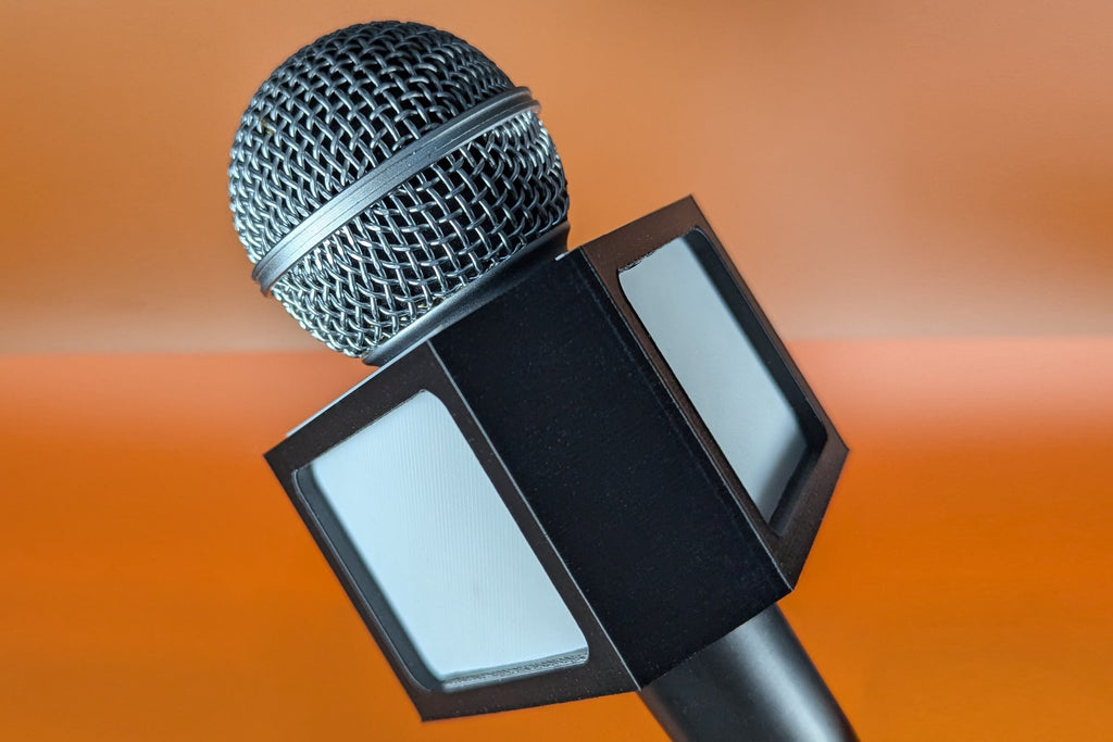 דגל מיקרופון משולש עם מסילה ללוגו מודפס