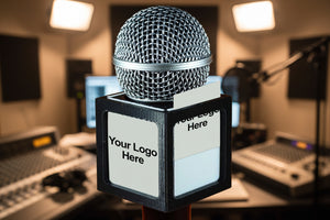 דגל מקרופון עם חריצים ללוגו מודפס