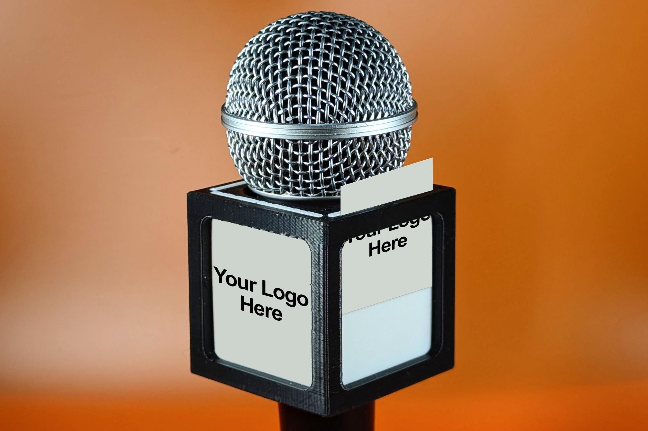 דגל מיקרופון עם מסילה ללוגו מודפס